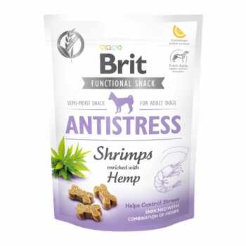 BRIT Care Functional Snack Antistress, Creveți cu Cânepă, recompense funționale fără cereale câini, antistres, 150g