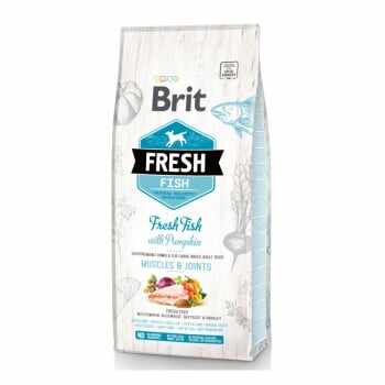 BRIT Fresh Muscles & Joints Adult L-XL, Pește cu Dovleac, hrană uscată conținut redus cereale câini, 12kg