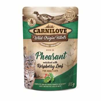 CARNILOVE, File Fazan cu Zmeură, plic hrană umedă fără cereale pisici, (în sos), 85g