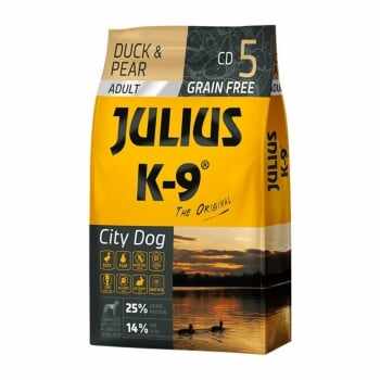 JULIUS-K9 City Dog Adult, Rață cu Pară, hrană uscată fără cereale câini, 10kg