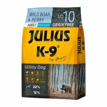 JULIUS-K9 Utility Dog Adult, Mistreț cu Merișoare, hrană uscată fără cereale câini, 10kg