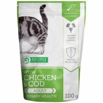 Natures Protection Cat Urinary Health Pui si Cod, Pachet economic 22 x 100 g