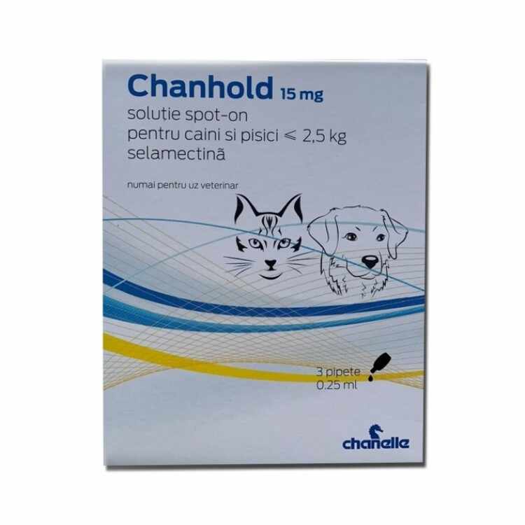 Pipetă antiparazitară Chanhold 15 mg pentru câini și pisici sub 2,5 kg