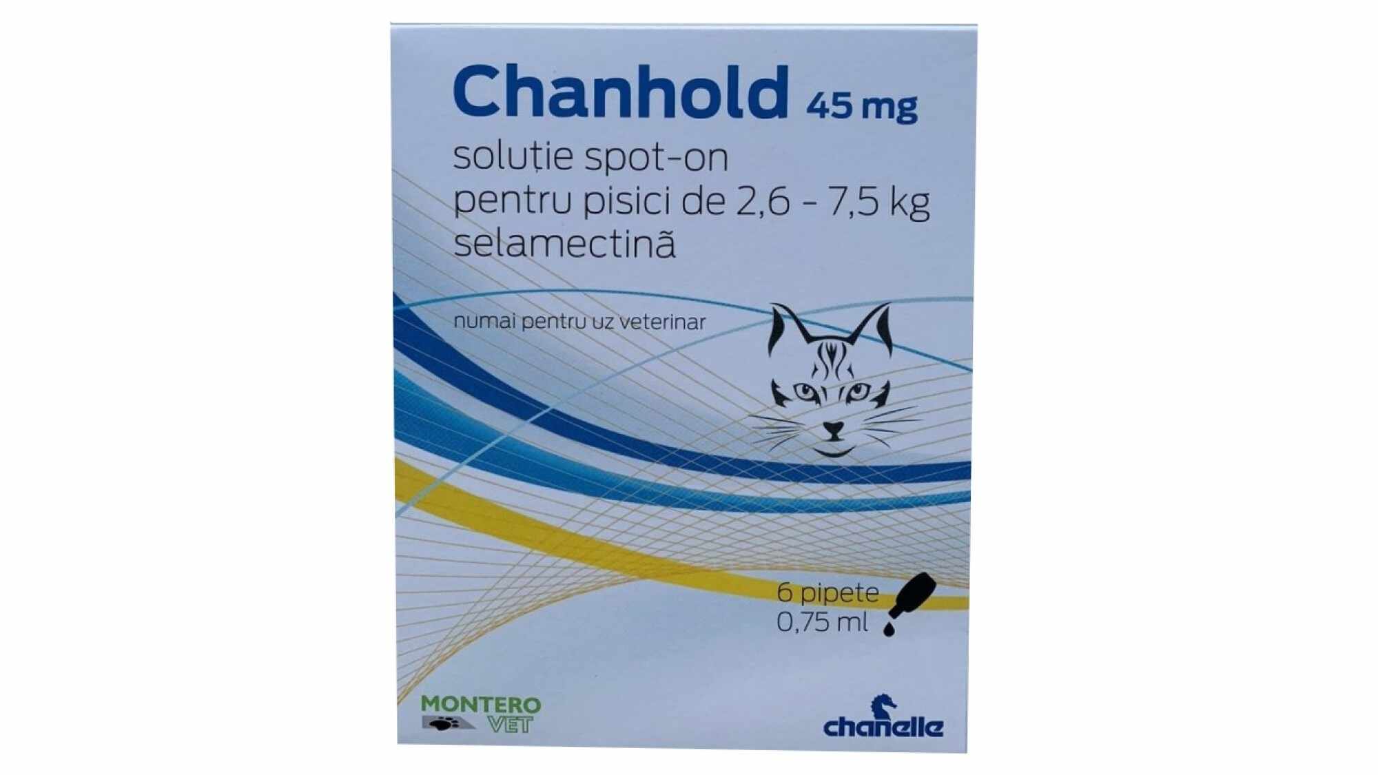 Pipetă antiparazitară Chanhold 45 mg pentru pisici între 2,6 - 7,5 kg