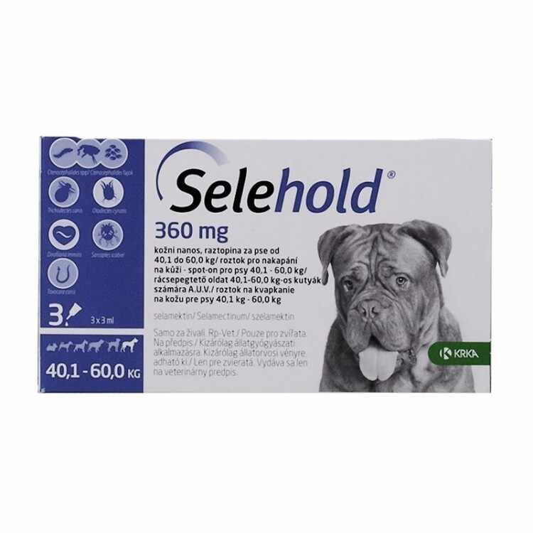 Pipetă antiparazitară Selehold pentru câini între 40-60kg