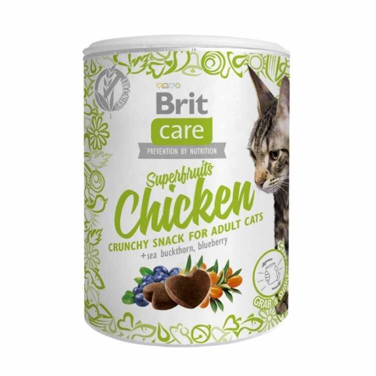 Recompensa Brit Care Cat Snack Superfruits cu Pui, 100 g