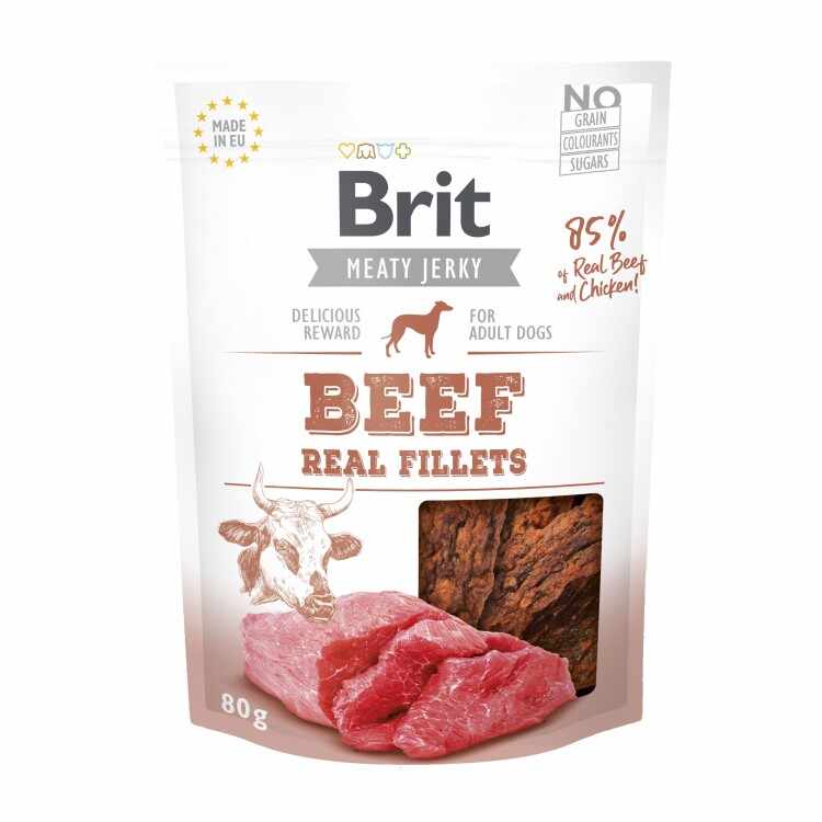 Recompensa Brit Dog Jerky Beef Fillets, 80 g