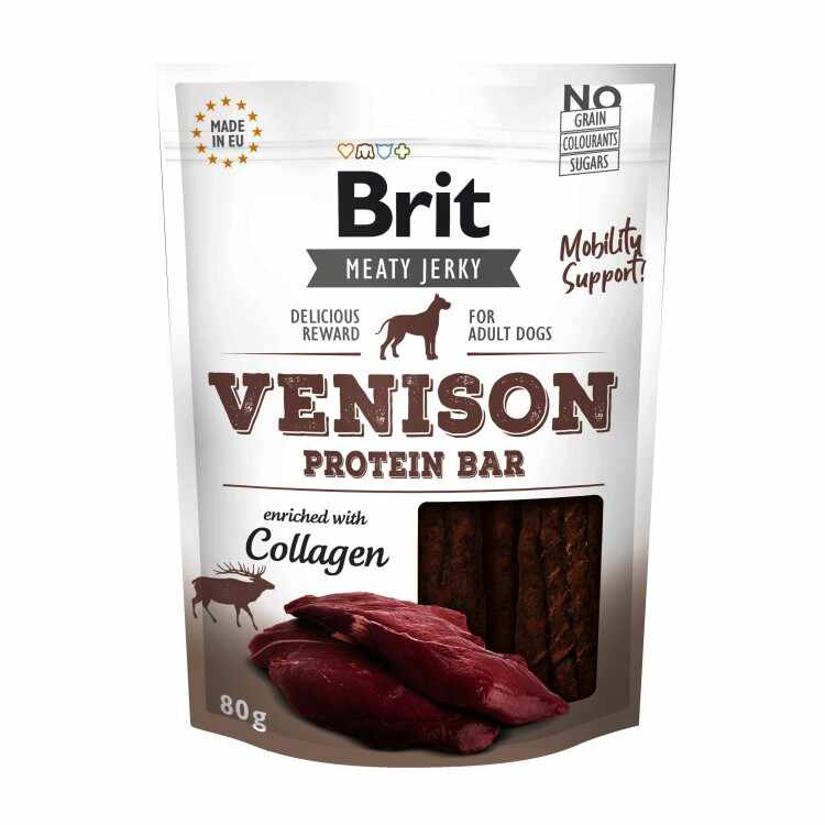 Recompensa Brit Dog Jerky Venison Protein Bar, 80 g