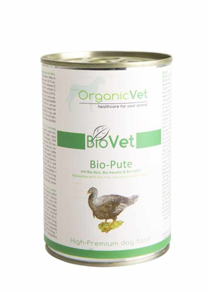 OrganicVet Biovet, curcan, orez, morcovi si mere organice, 400 g