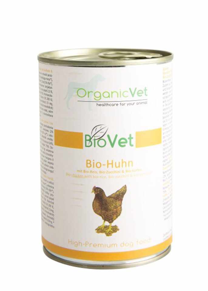 OrganicVet Biovet, pui, orez, dovlecei si bostan organic, 400 g
