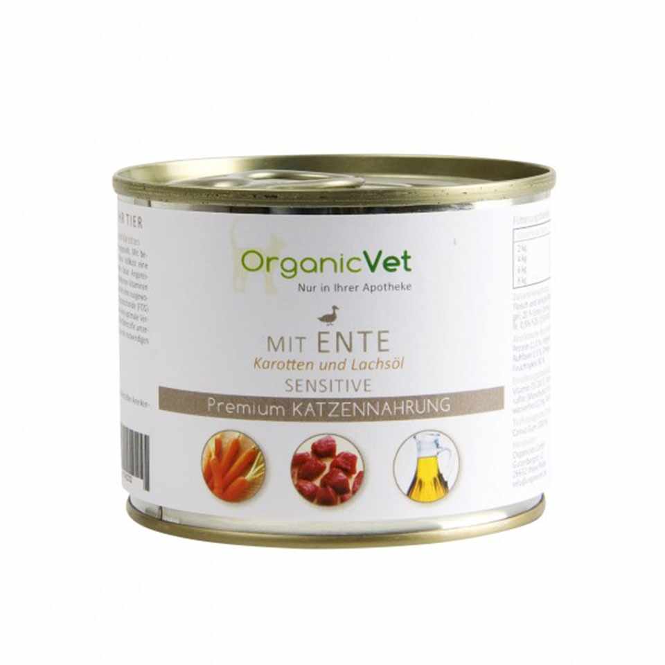 OrganicVet Feline Sensitive, rata, morcovi si ulei de somon, 200 g