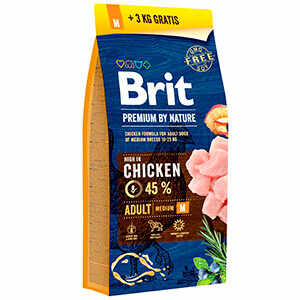 Brit Premium by Nature Adult M 15 plus 3 kg