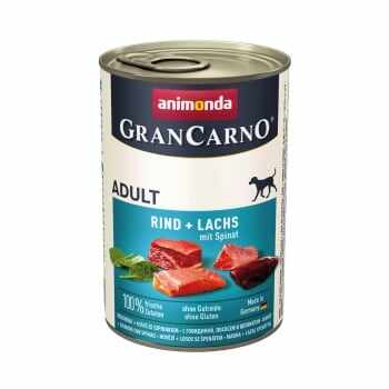 GRANCARNO, pește și spanac, conservă hrană umedă câini, (in aspic), 800g