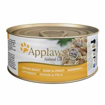 APPLAWS, Piept Pui, pachet economic conservă hrană umedă pisici, (în supă), 70g x 6
