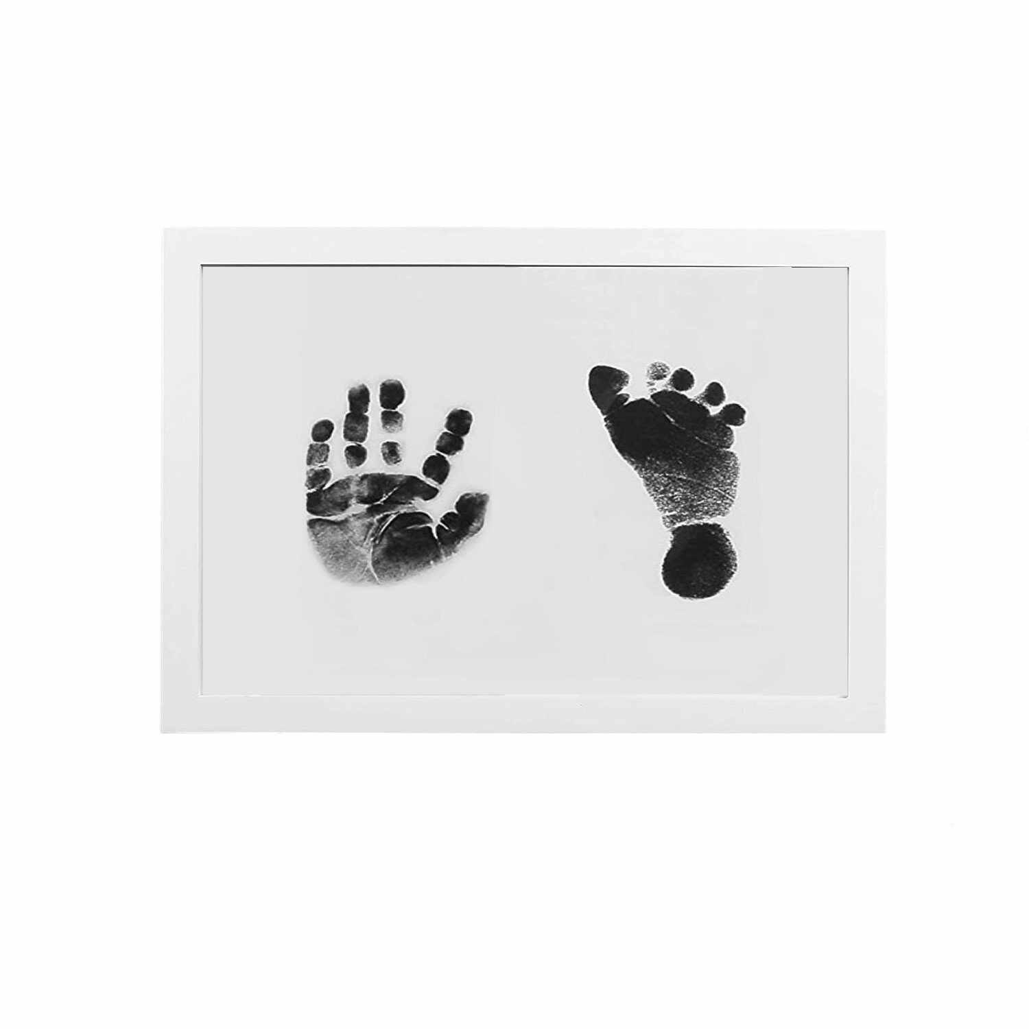 Rama foto din lemn pentru amprentele bebelusului, Aexya, Alb, 23 x 17.5 cm