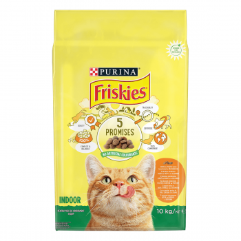 PURINA Friskies Adult Indoor, Pui cu Legume, hrană uscată pisici de interior, 10kg