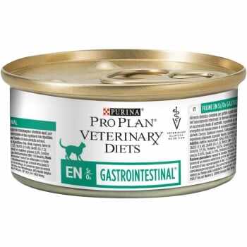 PURINA Pro Plan Veterinary Diets Gastrointestinal Mousse, dietă veterinară pisici, conservă hrană umedă, afecțiuni digestive, 195g