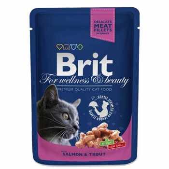 Brit Premium Cat plic cu carne de somon si pastrav 100 gr