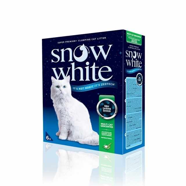 Nisip litieră Snow White, Multi Cat Fara Parfum, 12L, pentru casele cu mai multe pisici