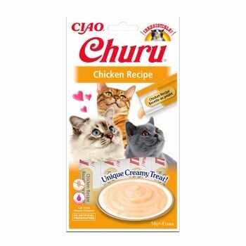 PROMO INABA CIAO Churu Piure, Pui, recompense lichide fără cereale pisici, topping cremos, 14g x 4