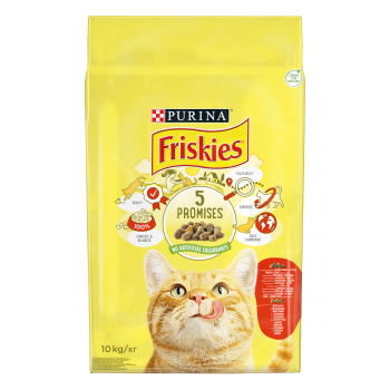 PURINA Friskies Adult, Vită și Pui cu Legume, pachet economic hrană uscată pisici, 10kg x 2