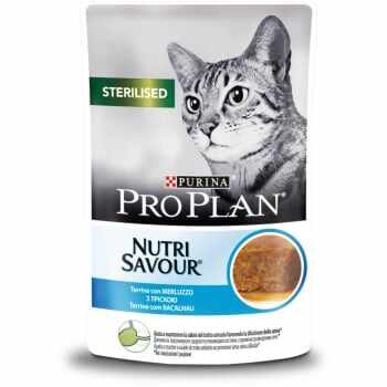 PURINA Pro Plan Nutrisavour, Terină cu Cod, plic hrană umedă pisici, (în sos), 85g