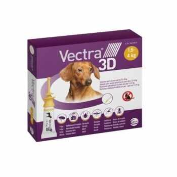Vectra 3D, spot-on, soluție antiparazitară, câini 1.5-4 kg, 3 pipete
