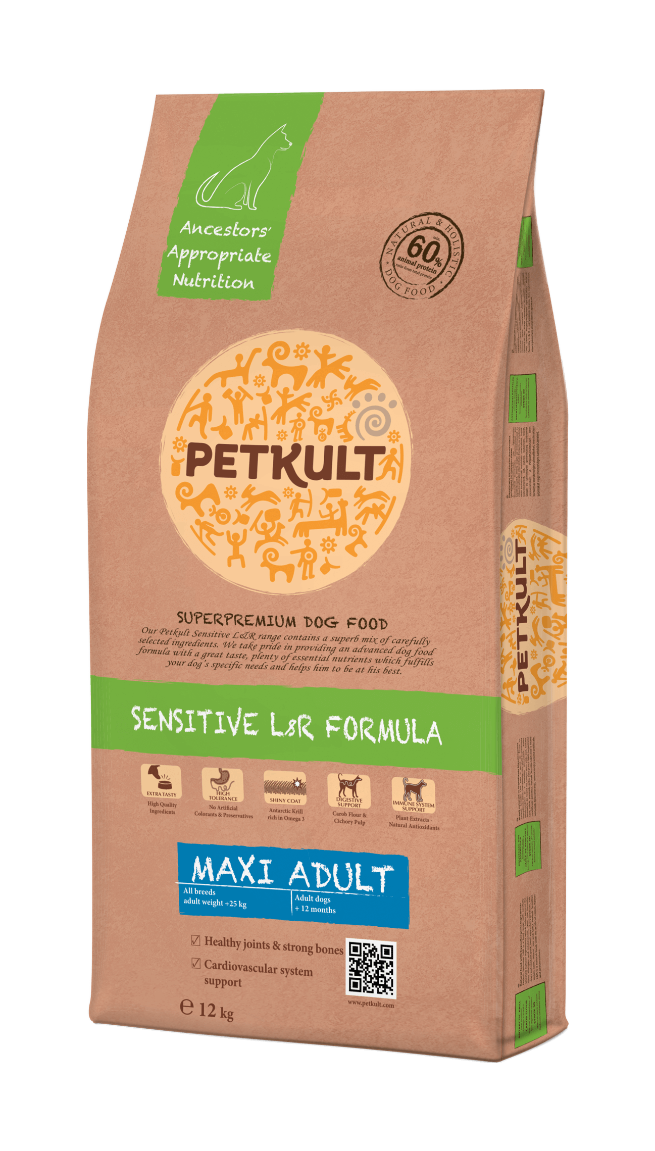 Hrana uscata pentru caini Petkult Sensitive Maxi Adult cu miel si orez 12 kg