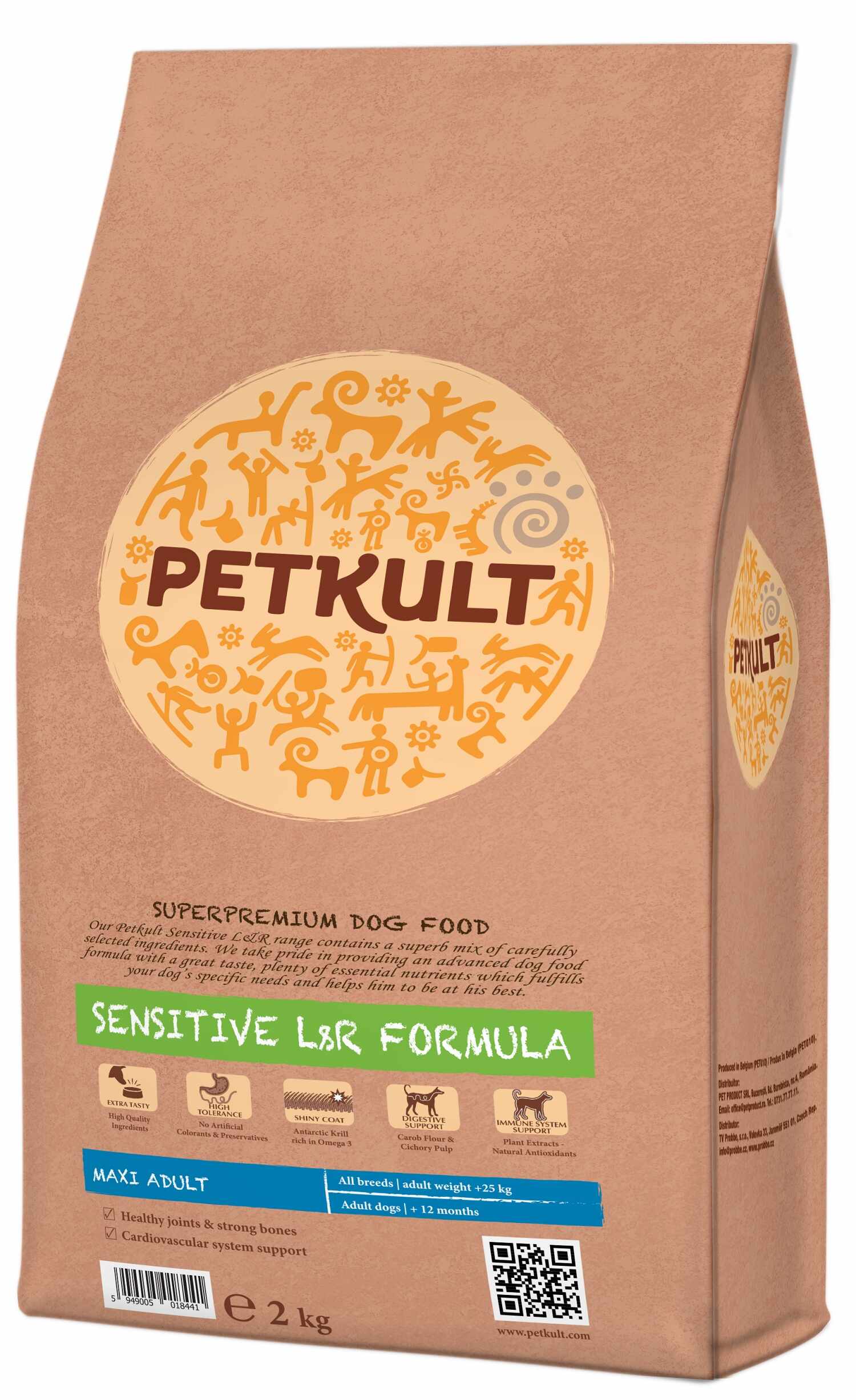 Hrana uscata pentru caini Petkult Sensitive Maxi Adult cu miel si orez 2 kg