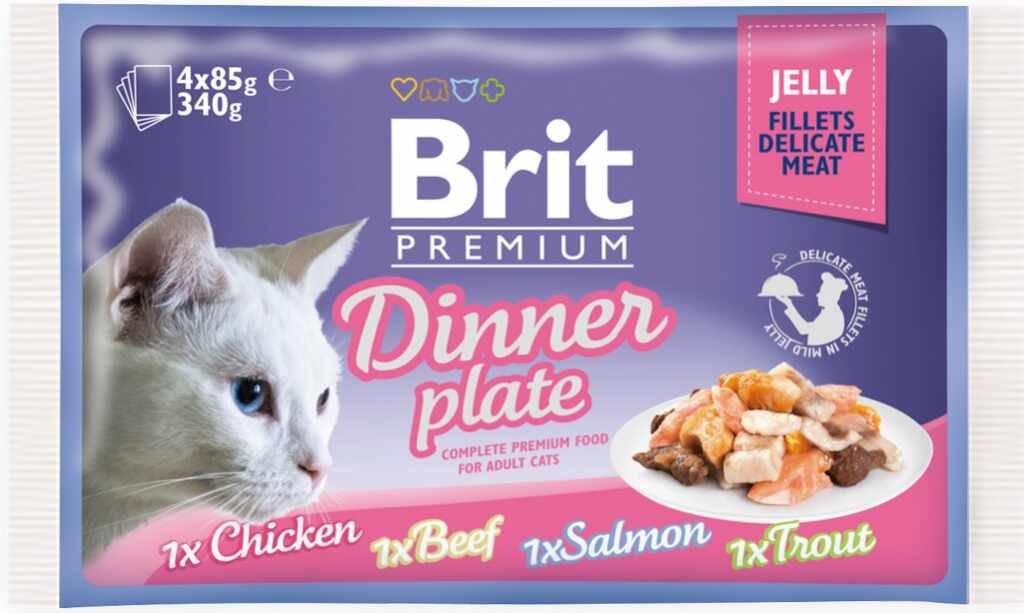 Hrana umeda pentru pisici Brit Premium Dinner plate jelly set 4 plicuri X 85 g