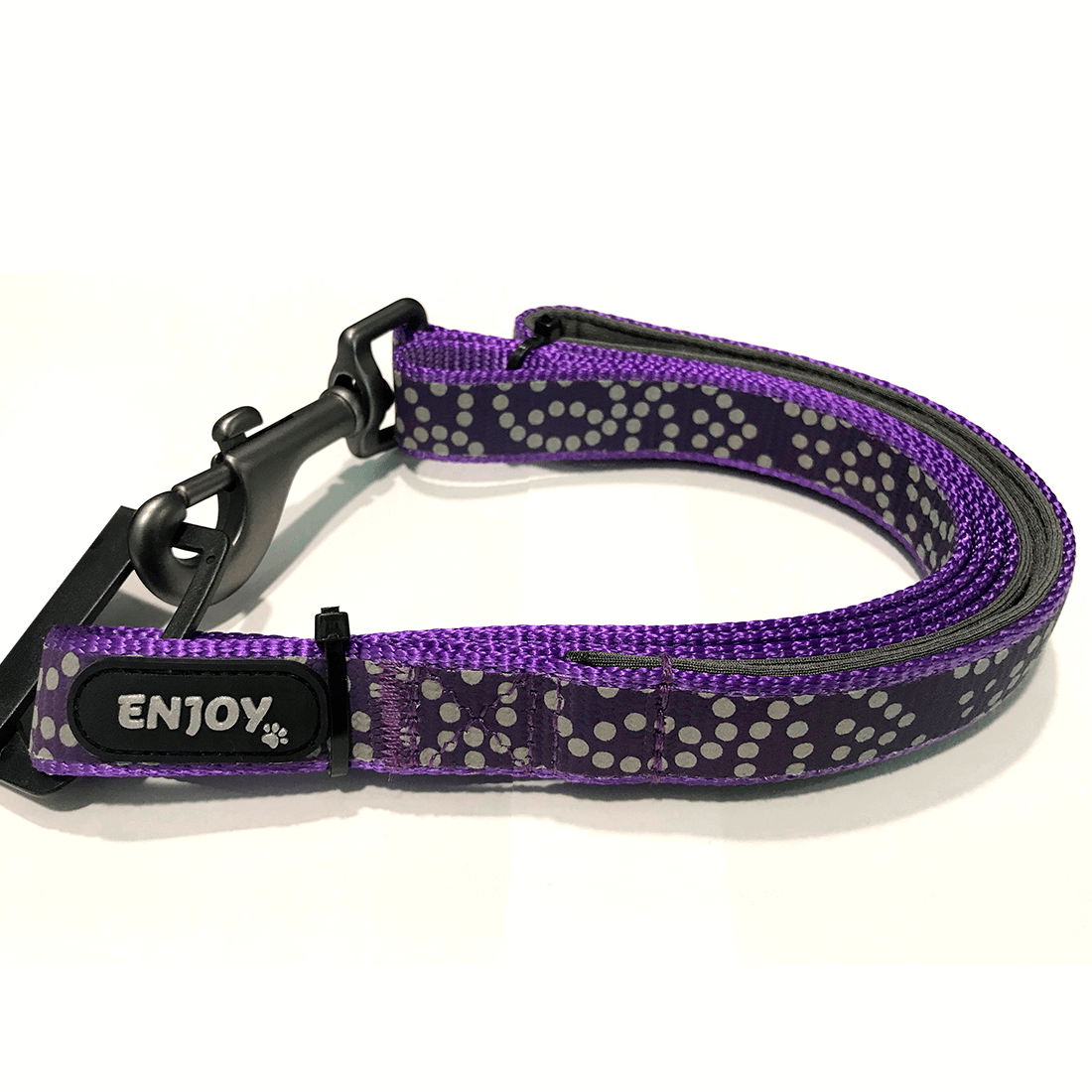 Lesa violet reflectorizanta din nylon si neopren pentru caini Enjoy 1.6x120cm