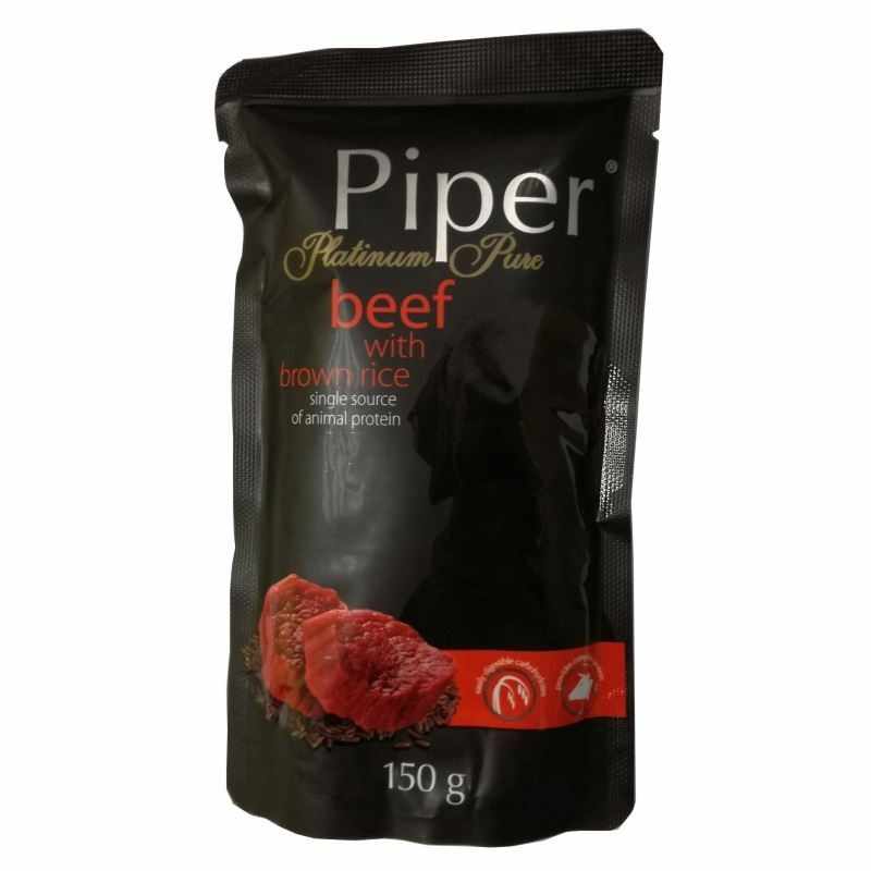 Piper Platinum Pure Dog, Vita Si Orez Brun, 150 g