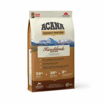 ACANA Highest Protein Ranchlands, pachet economic hrană uscată fără cereale câini, 11.4kg x 2