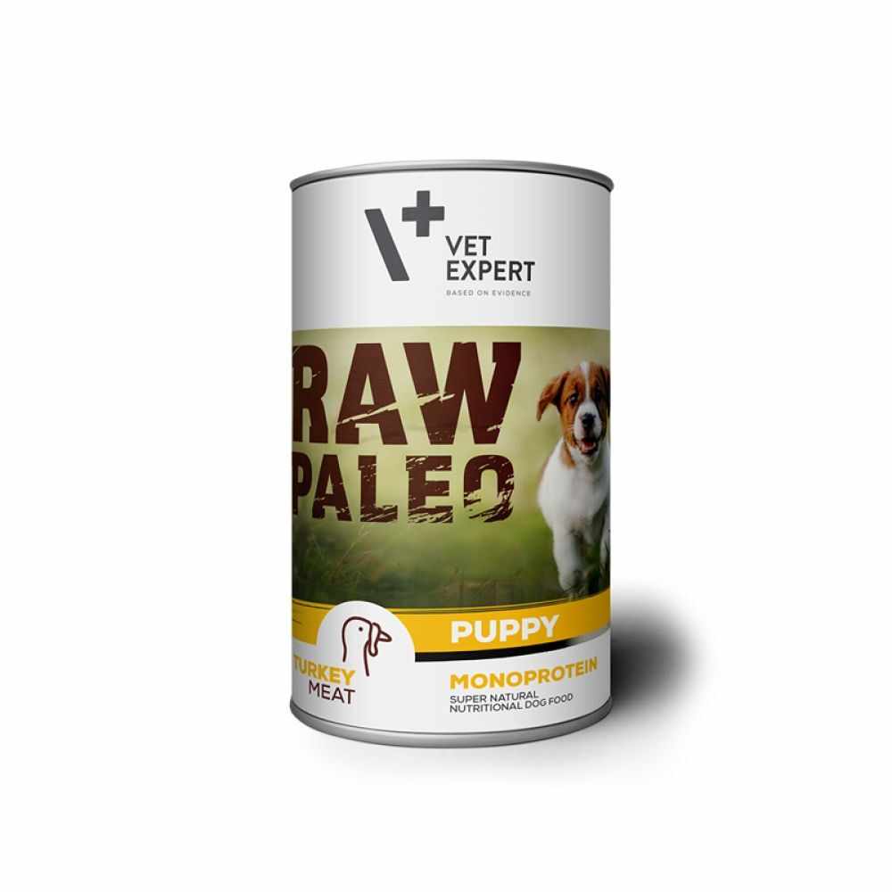 Raw Paleo Puppy, Conserva Monoproteica, Curcan, 400 g