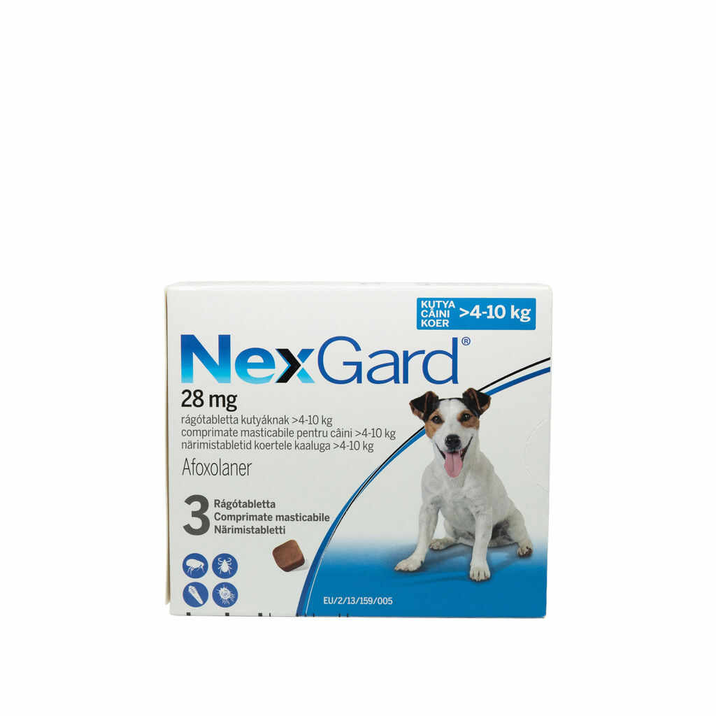 Nexgard M pentru câini de 4 - 10kg, 3 comprimate masticabile