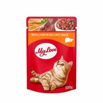 MY LOVE, Ficat, pachet economic hrană umedă pisici, (în sos), 100g x 24