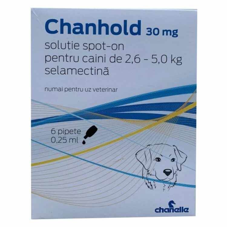 Chanhold 30 mg pentru câini între 2,6 - 5 kg 6 pipete antiparazitare