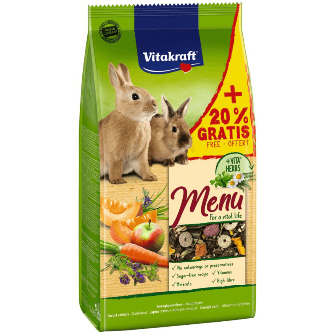 Hrana pentru iepuri Vitakraft Premium Menu 1kg+20% Gratis