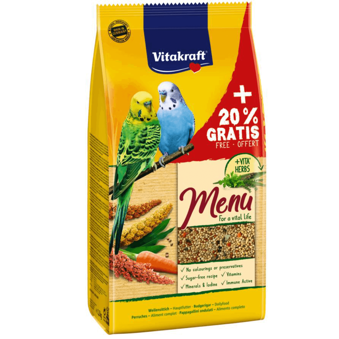 Hrana pentru perusi Vitakraft Premium Menu 1kg +20% Gratis