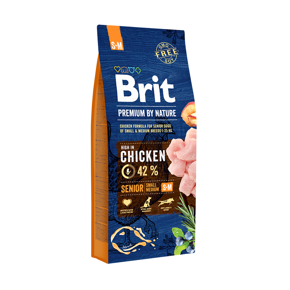 Hrana uscata pentru caini Brit Premium by Nature Senior S+M 15 Kg