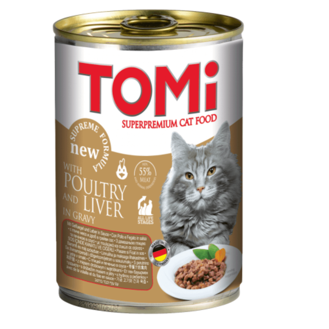 Mancare pentru pisici Tomi Cat Pui si ficat 400g