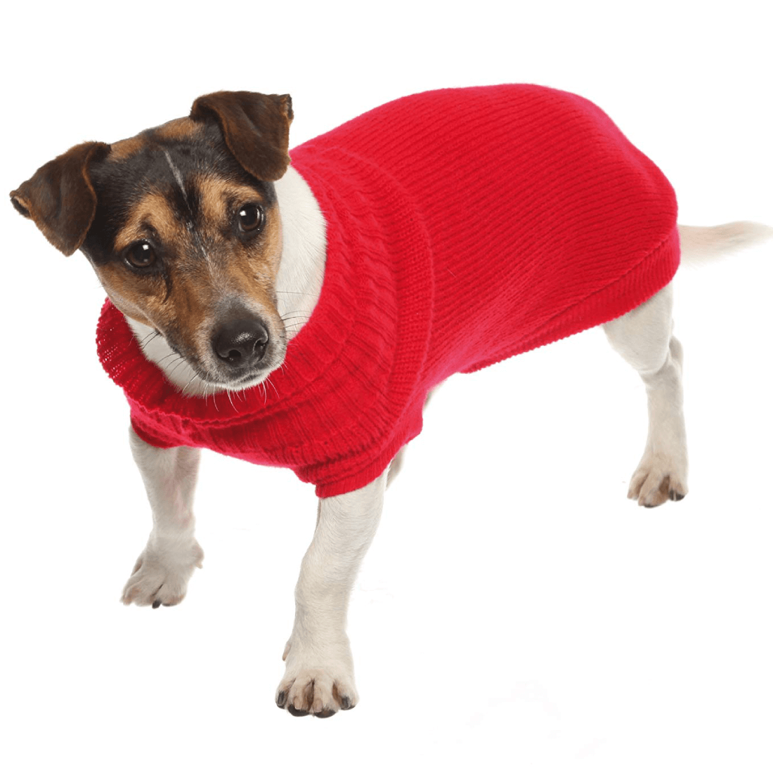 Pulover rosu tricotat pentru caini Croci 60cm