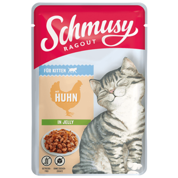 Hrana umeda pentru pisici Schmusy Kitten Pui in gelatina 100g