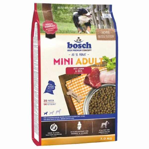 Hrana uscata pentru caini Bosch Mini Adult cu miel si orez 3 kg
