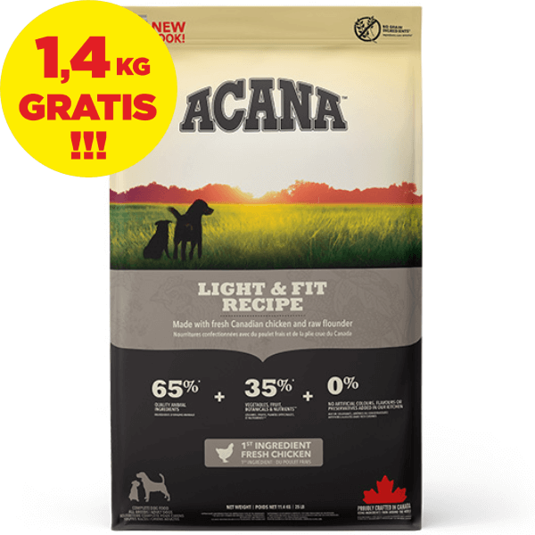 Hrana uscata pentru caini Acana Heritage Light and Fit 10+1.4 kg GRATIS