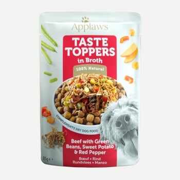 APPLAWS Taste Toppers, XS-XL, Vită și Legume, plic hrană umedă monoproteică fără cereale câini, (în supă), 85g