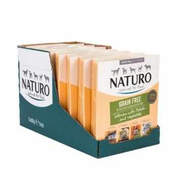NATURO Grain Free, XS-L, Somon și Legume, tăviță hrană umedă monoproteică fără cereale câini, (în aspic), 400g