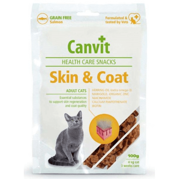 Recompense pentru pisici Canvit Cat Snack Skin&Coat 100g
