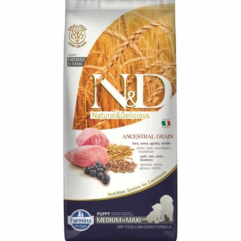 N&D Ancestral Grain Dog Lamb And Blueberry Puppy Medium & Maxi, 12 kg