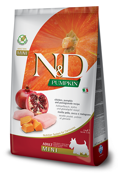N&D Dog GF Pumpkin Chicken and Pomegranate Adult Mini, 2.5 kg